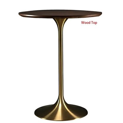 Tables de bar rondes glamour en métal brun doré avec piètement tulipe