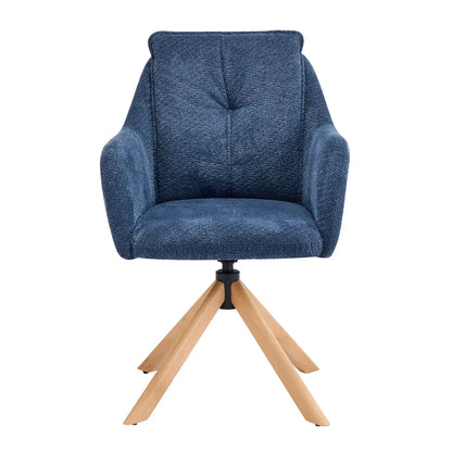 Ensemble de 2 chaises de salle à manger pivotantes en polaire bleue.