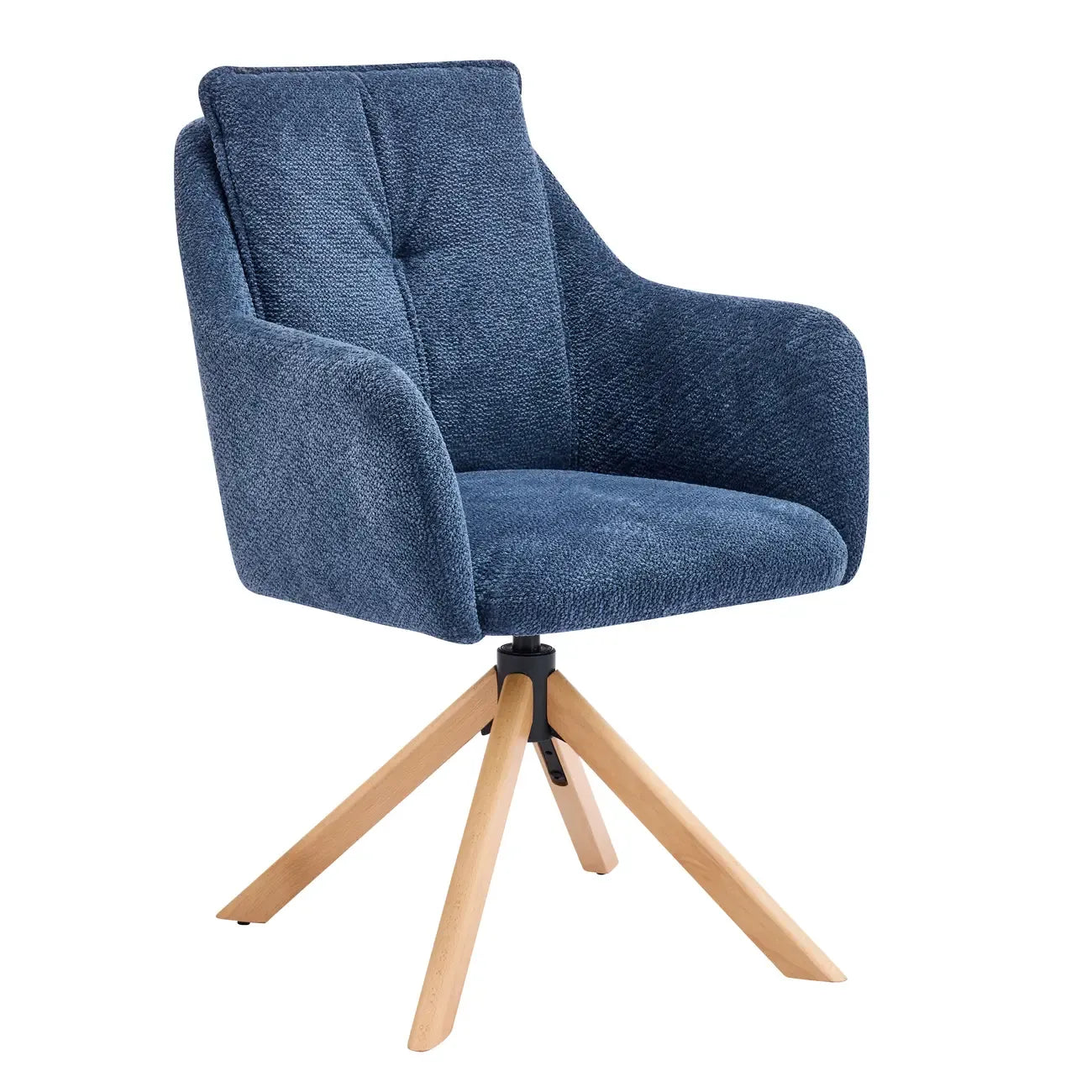 Ensemble de 2 chaises de salle à manger pivotantes en polaire bleue.