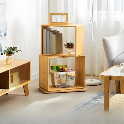 Bibliothèque d'exposition moderne en bois à 4 niveaux, de forme cubique ouverte