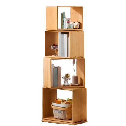 Bibliothèque d'exposition moderne en bois à 4 niveaux, de forme cubique ouverte