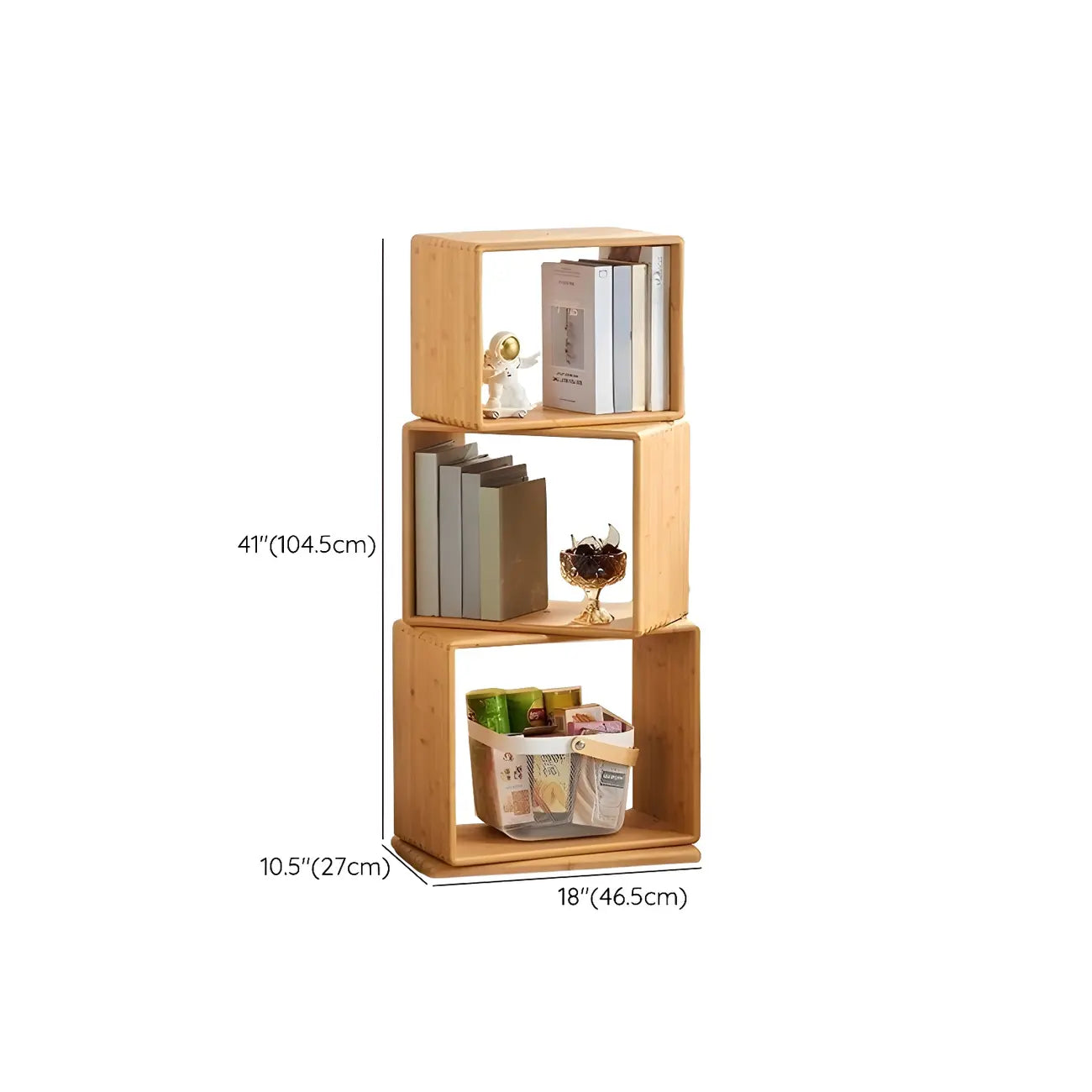 Bibliothèque d'exposition moderne en bois à 4 niveaux, de forme cubique ouverte