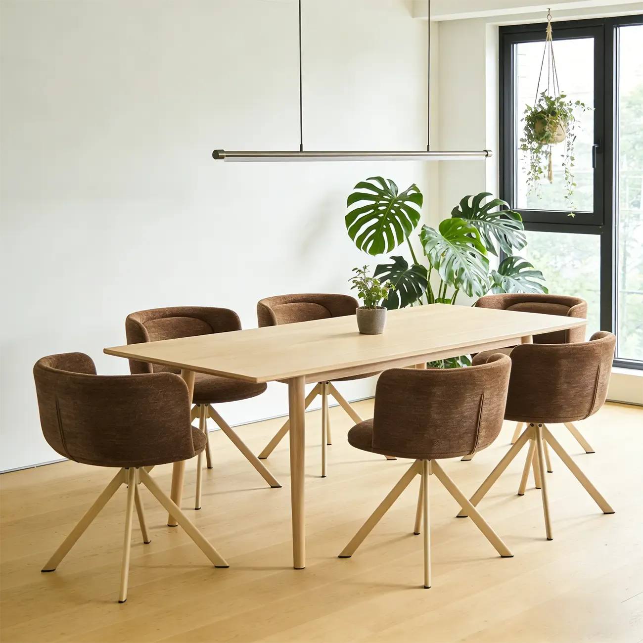 Ensemble de 2 chaises de salle à manger pivotantes modernes en tissu à dossier bas