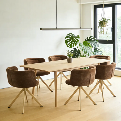 Ensemble de 2 chaises de salle à manger pivotantes modernes en tissu à dossier bas