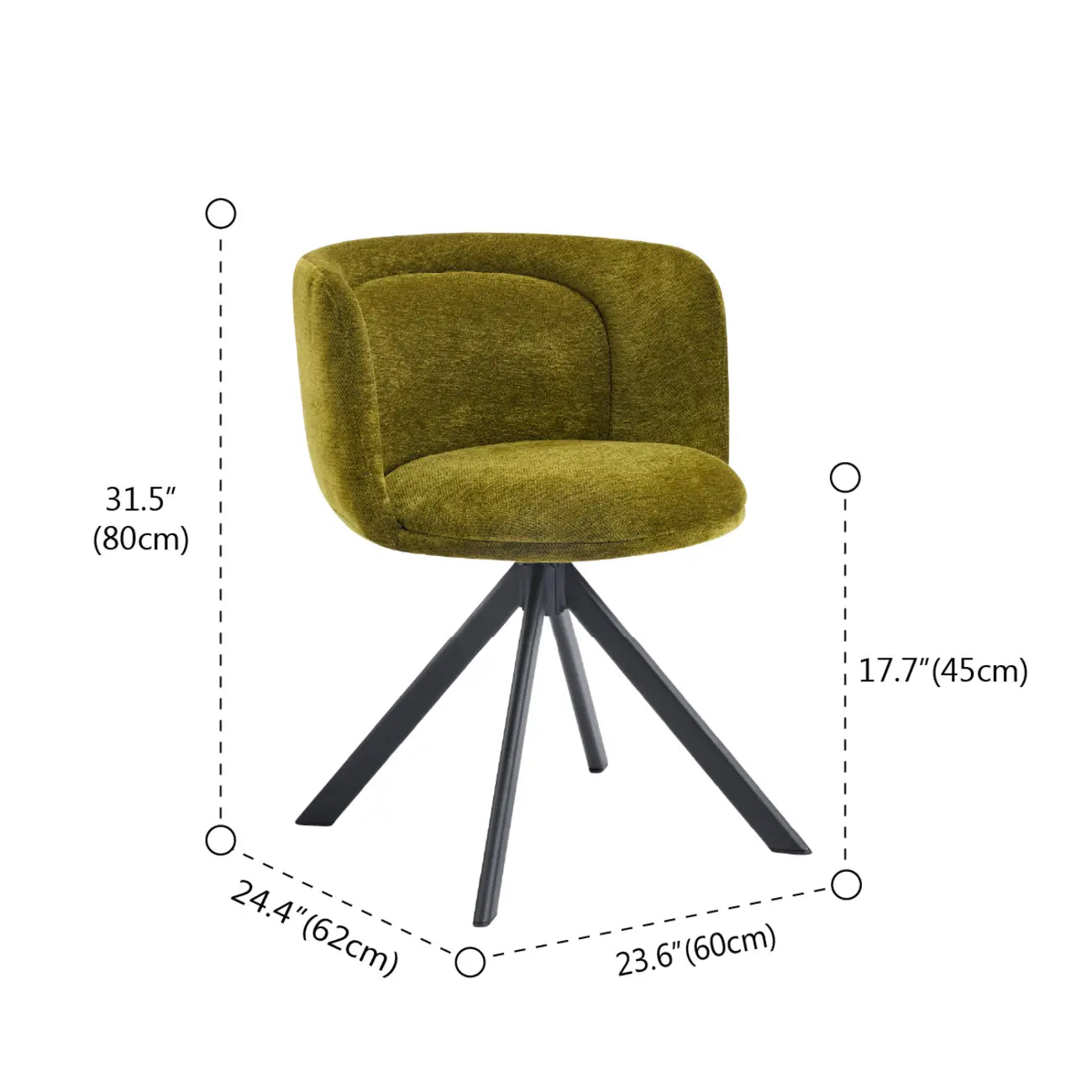 Ensemble de 2 chaises de salle à manger pivotantes modernes en tissu à dossier bas