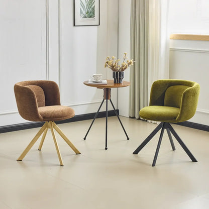 Ensemble de 2 chaises de salle à manger pivotantes modernes en tissu à dossier bas