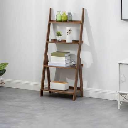 Bibliothèque échelle à 5 niveaux en bois massif avec dos ouvert