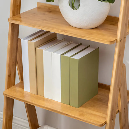 Bibliothèque échelle à 5 niveaux en bois massif avec dos ouvert