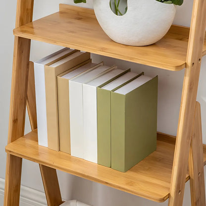Bibliothèque échelle à 5 niveaux en bois massif avec dos ouvert