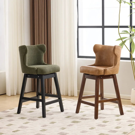 Ensemble de 2 tabourets de bar rembourrés de style moderne du milieu du siècle