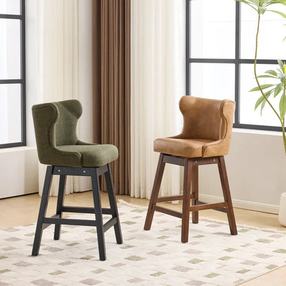 Ensemble de 2 tabourets de bar rembourrés de style moderne du milieu du siècle