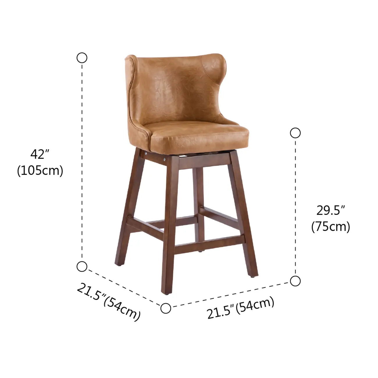 Ensemble de 2 tabourets de bar rembourrés de style moderne du milieu du siècle
