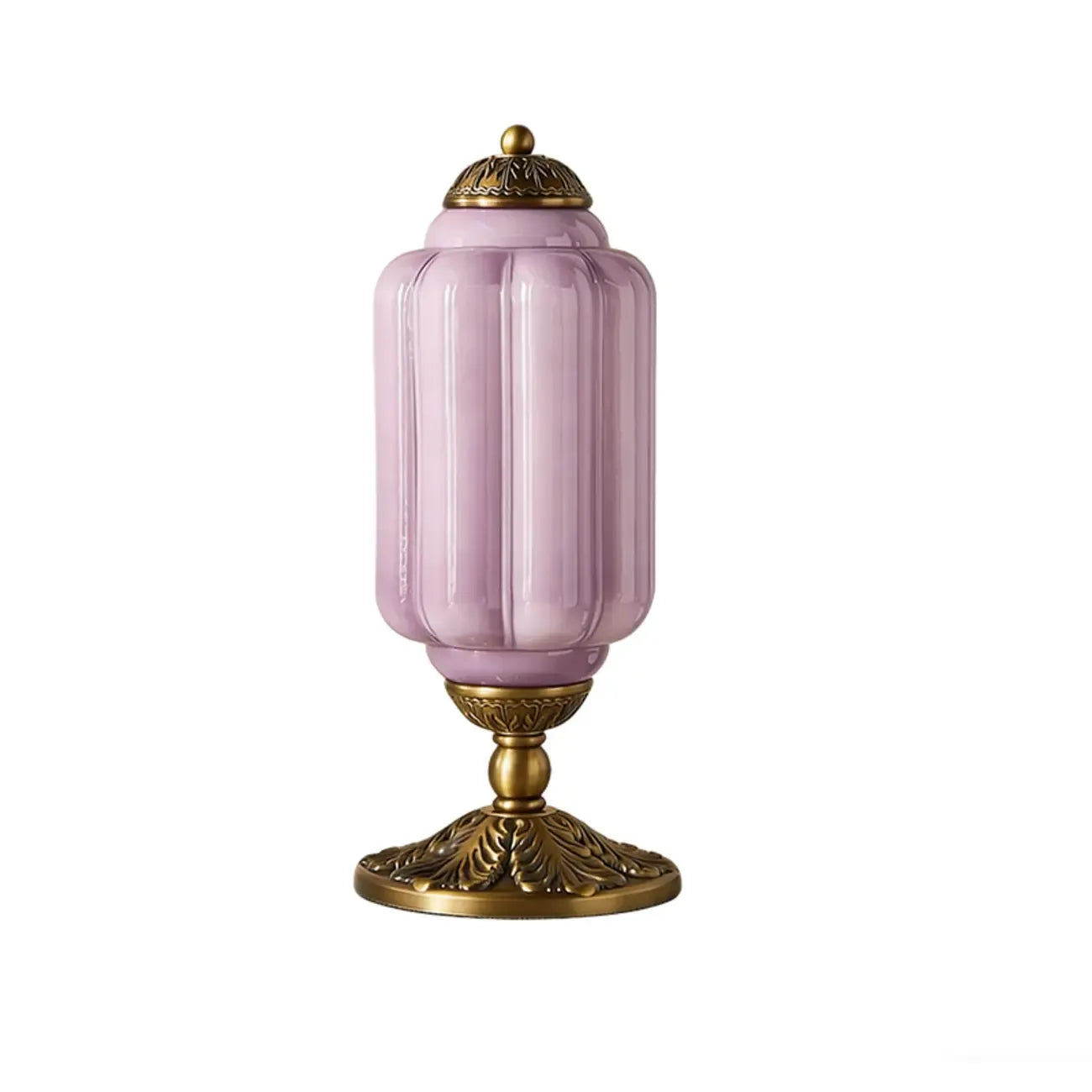 Lampe de table élégante en verre vert vintage avec pied en laiton