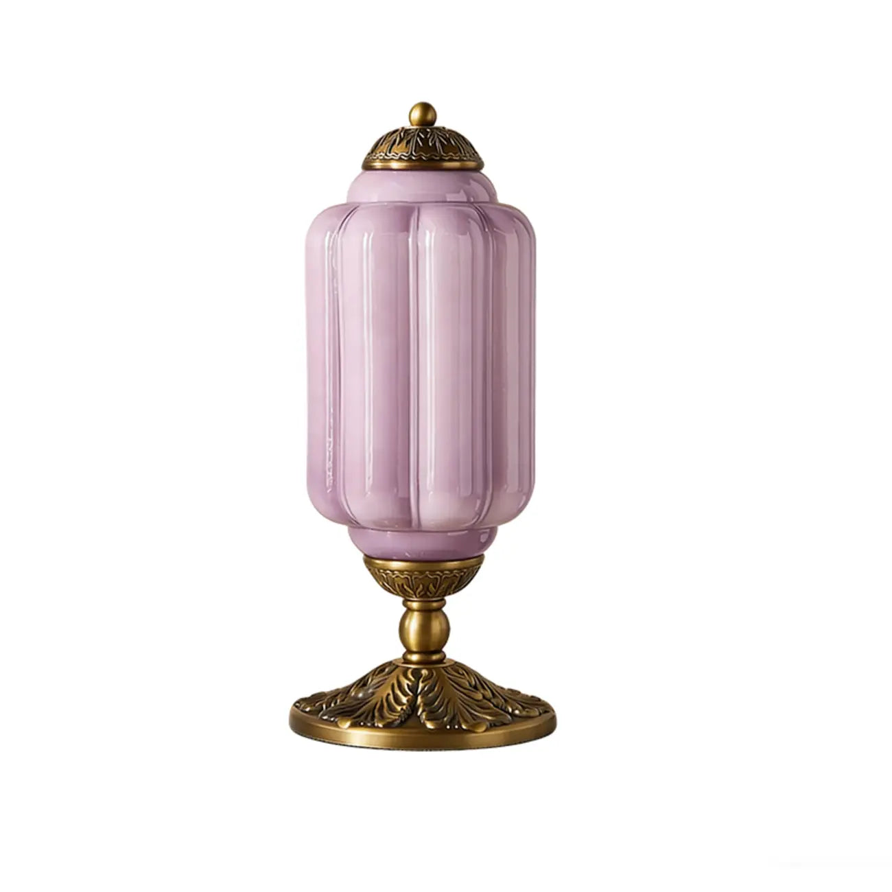 Lampe de table élégante en verre vert vintage avec pied en laiton