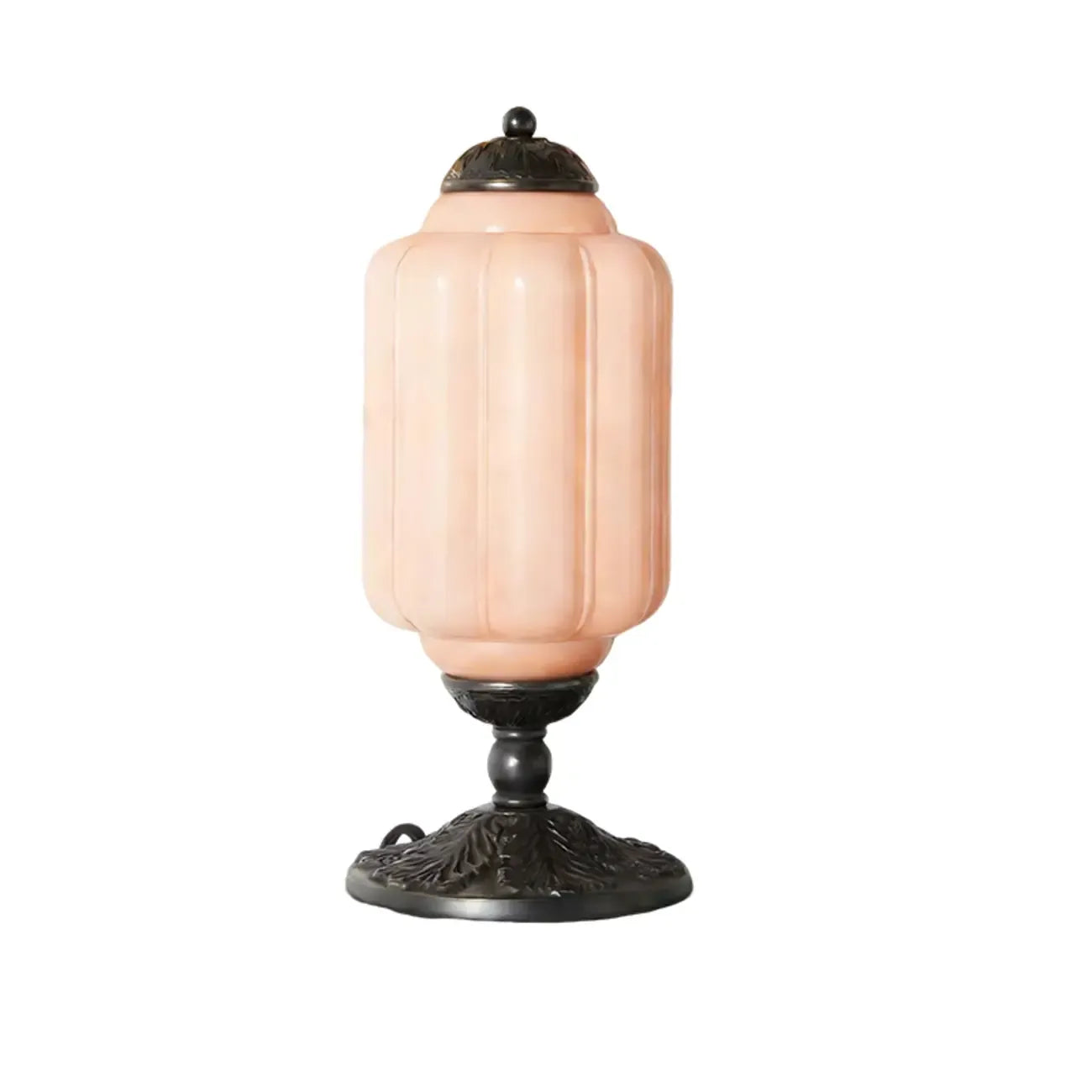 Lampe de table élégante en verre vert vintage avec pied en laiton