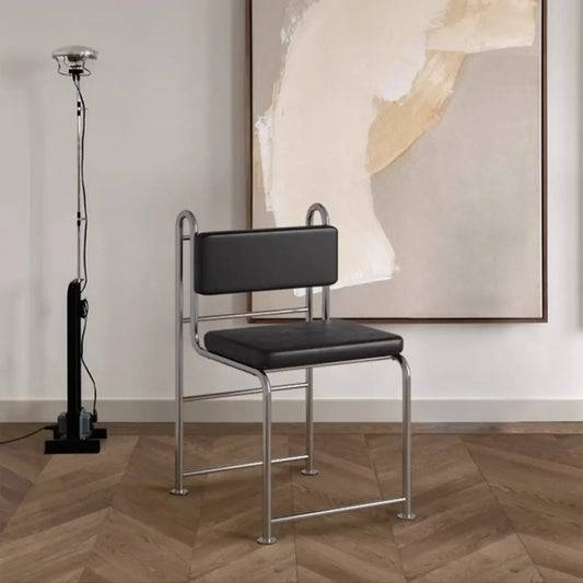 Chaises de salle à manger contemporaines à dossier bas en similicuir et métal