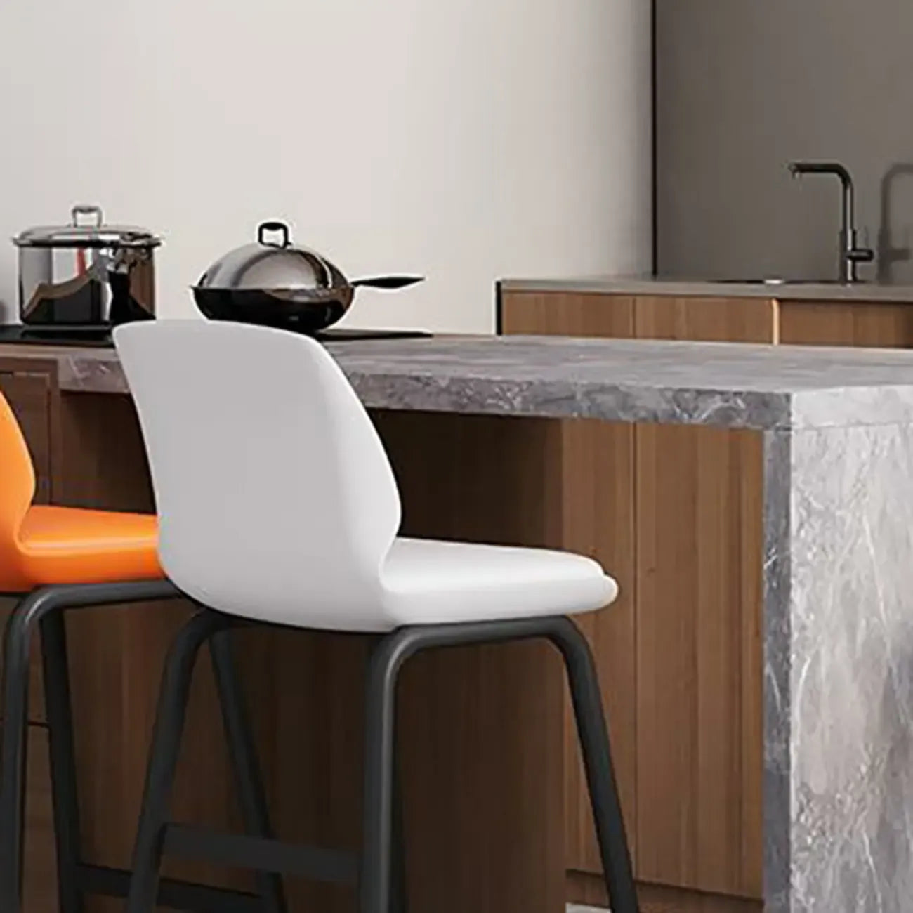 Tabouret de bar minimaliste en métal rembourré, hauteur comptoir