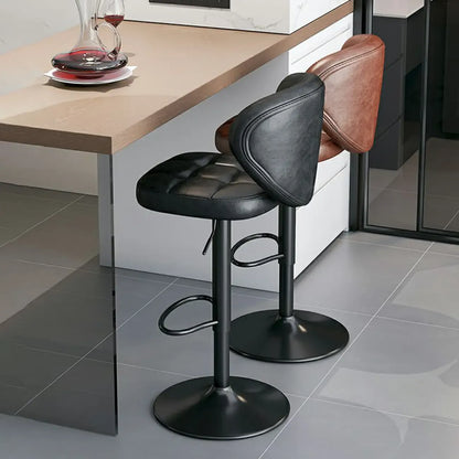 Tabourets de bar pivotants et réglables modernes carrés en similicuir capitonné