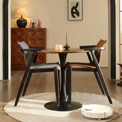 Fauteuil en chêne et similicuir style Mid-Century