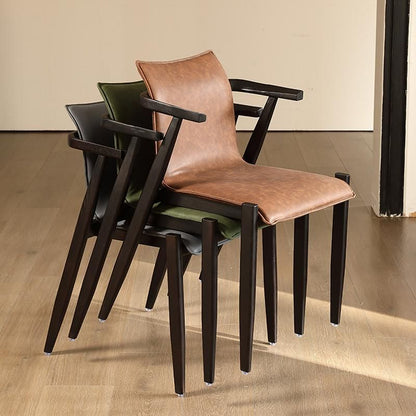 Fauteuil en chêne et similicuir style Mid-Century