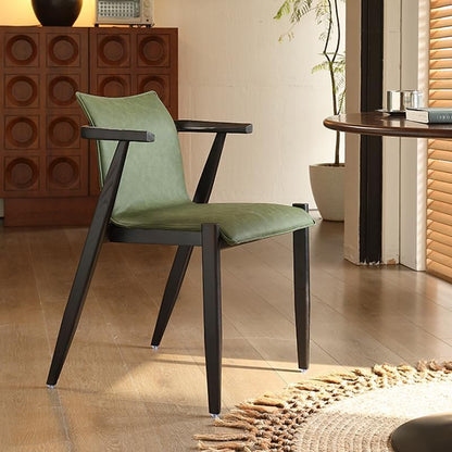 Fauteuil en chêne et similicuir style Mid-Century