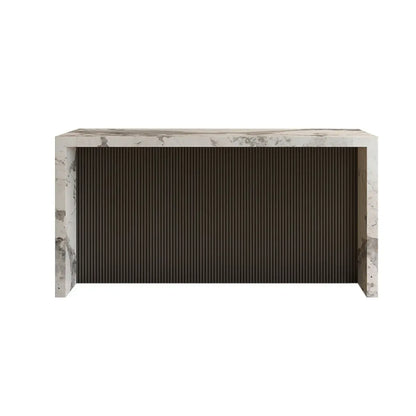 Tables de bar rectangulaires minimalistes en marbre blanc cassé