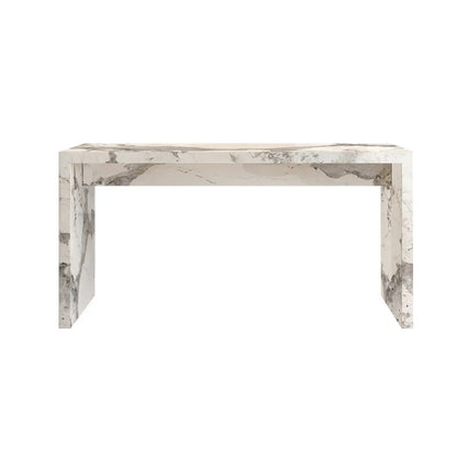 Tables de bar rectangulaires minimalistes en marbre blanc cassé