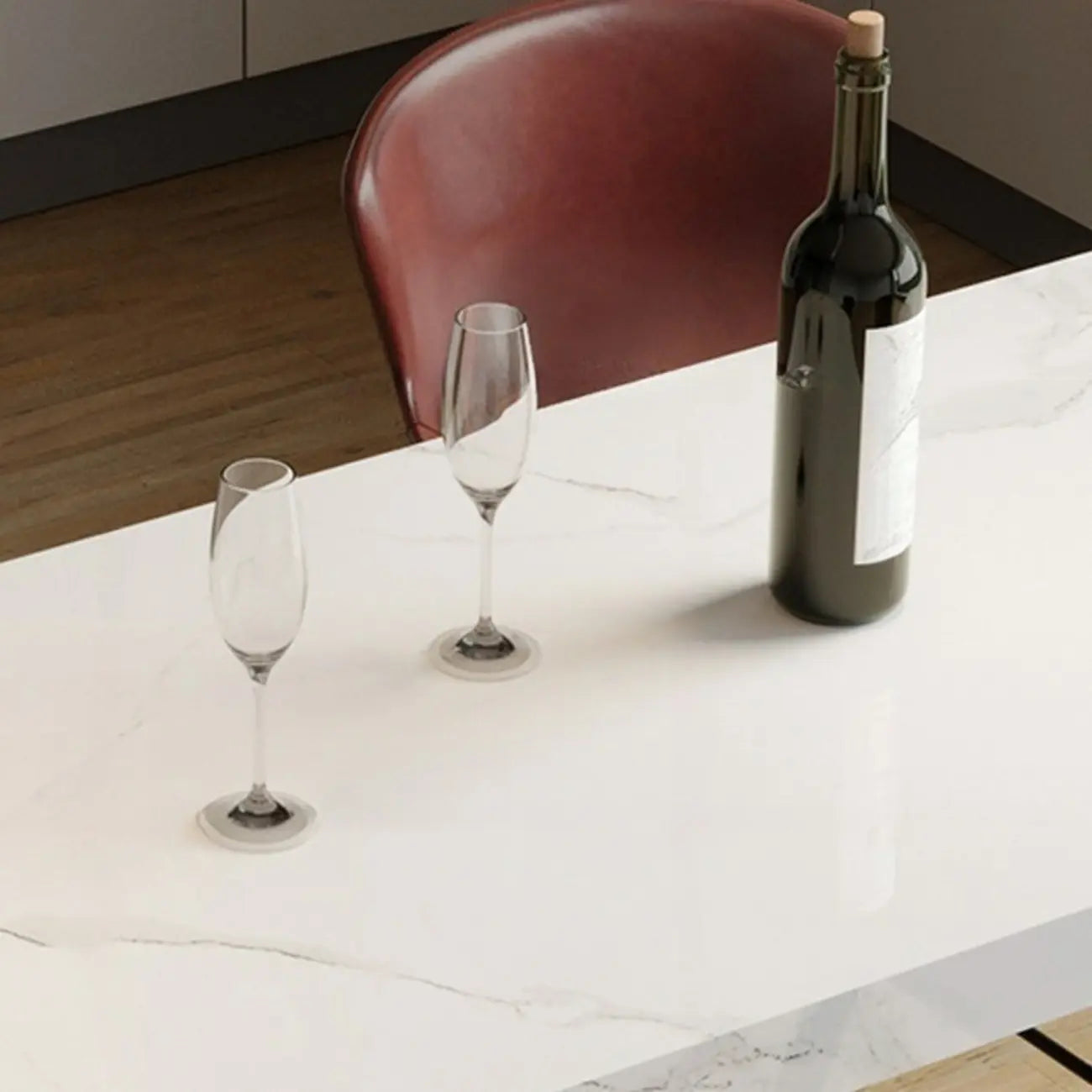 Tables de bar rectangulaires minimalistes en marbre blanc cassé