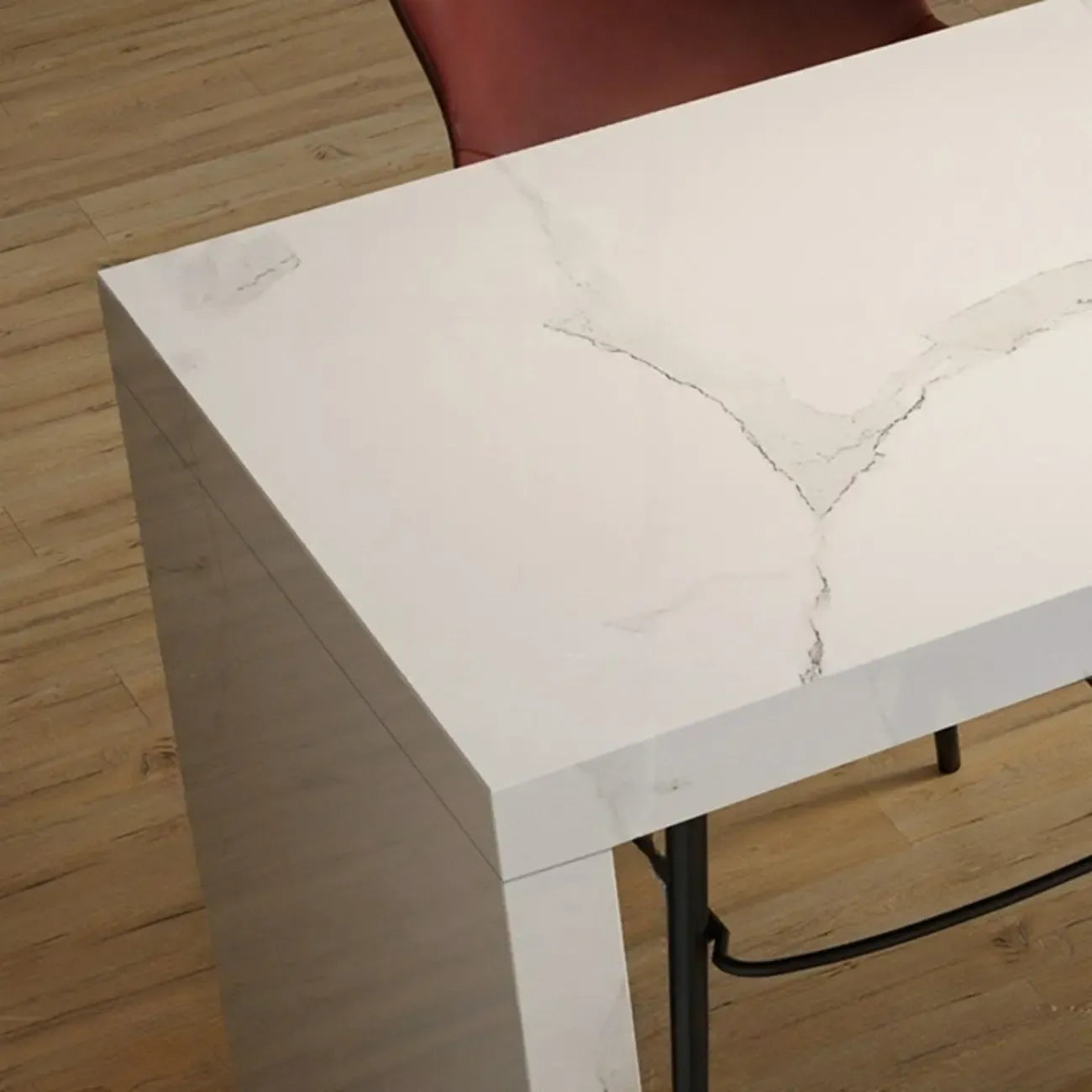 Tables de bar rectangulaires minimalistes en marbre blanc cassé