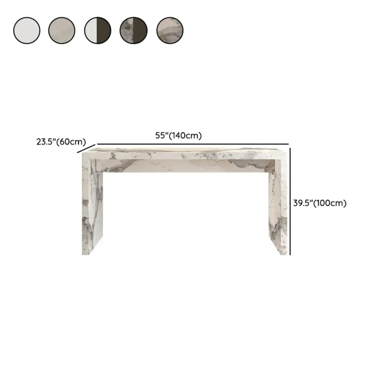 Tables de bar rectangulaires minimalistes en marbre blanc cassé