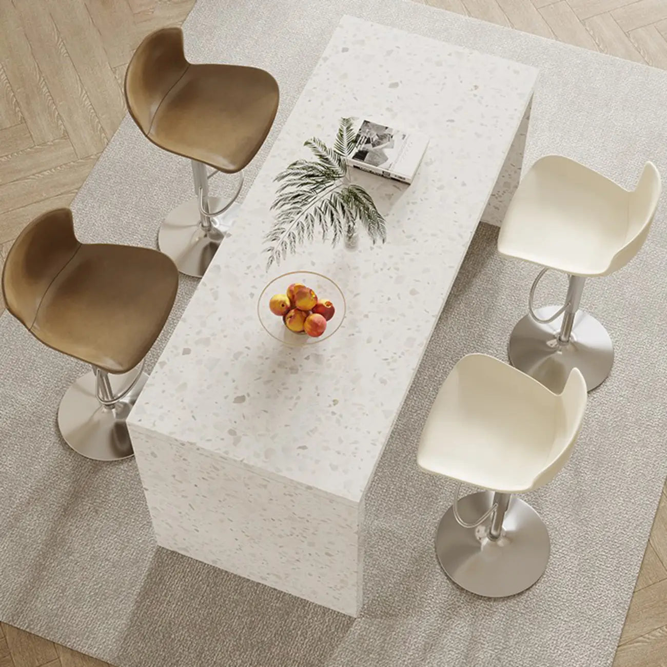 Tables de bar minimalistes en marbre terrazzo blanc pour la cuisine