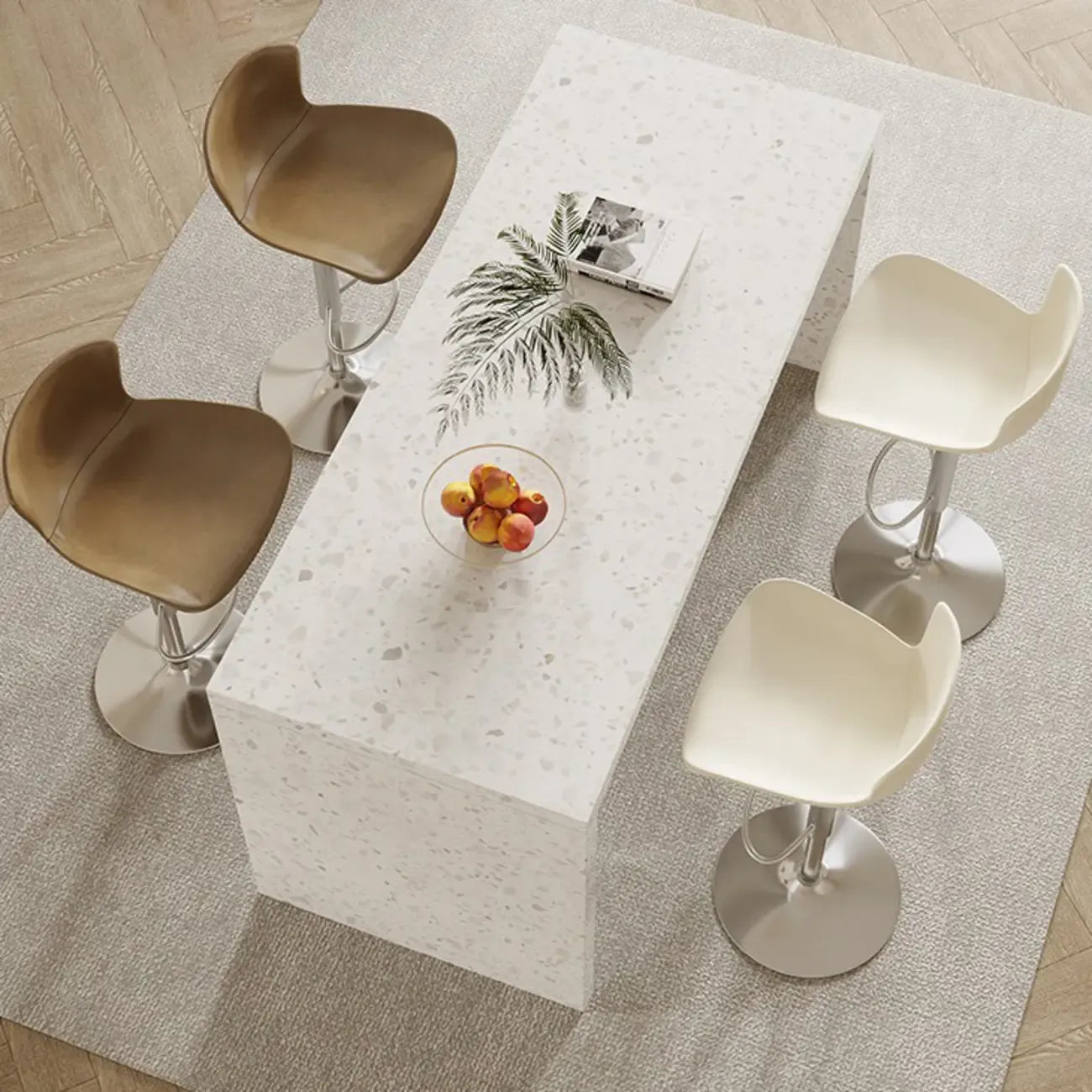Tables de bar minimalistes en marbre terrazzo blanc pour la cuisine