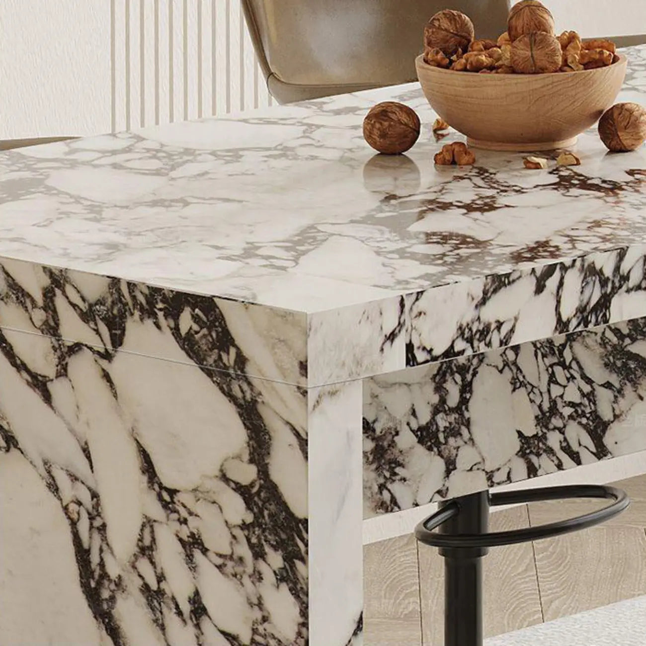 Tables de bar minimalistes en marbre terrazzo blanc pour la cuisine