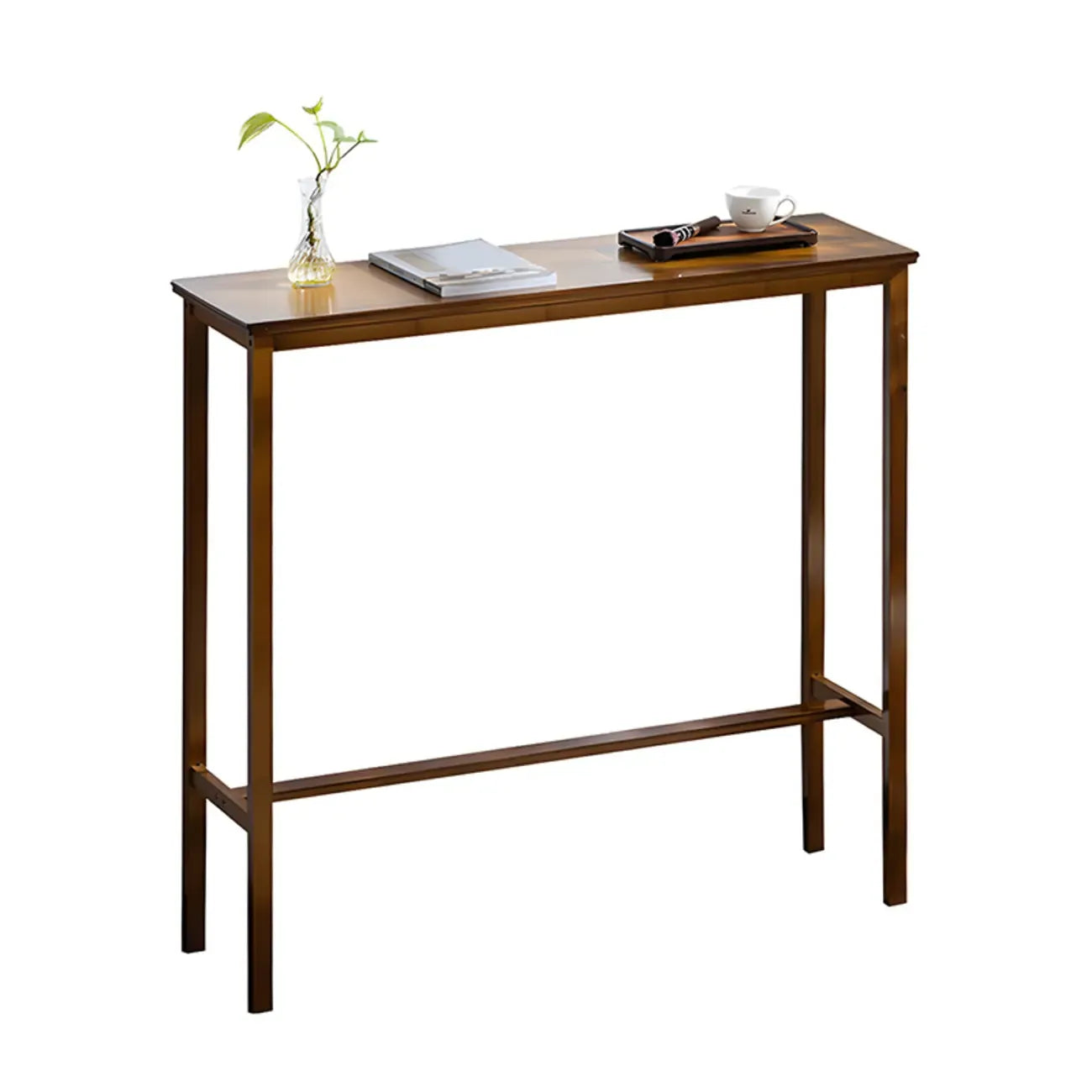 Tables de bar modernes en bois naturel avec plateau fixe et repose-pieds