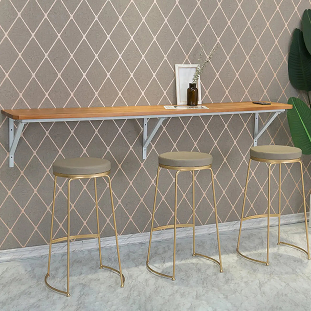 Table de bar rectangulaire murale en bois massif