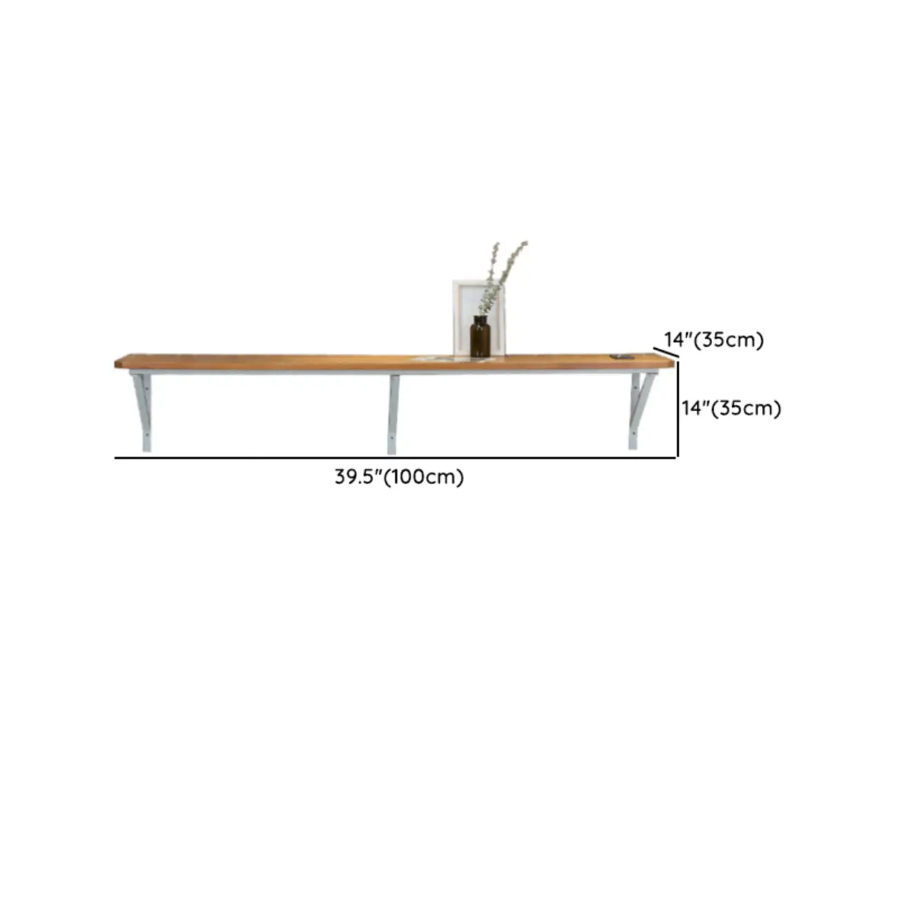 Table de bar rectangulaire murale en bois massif