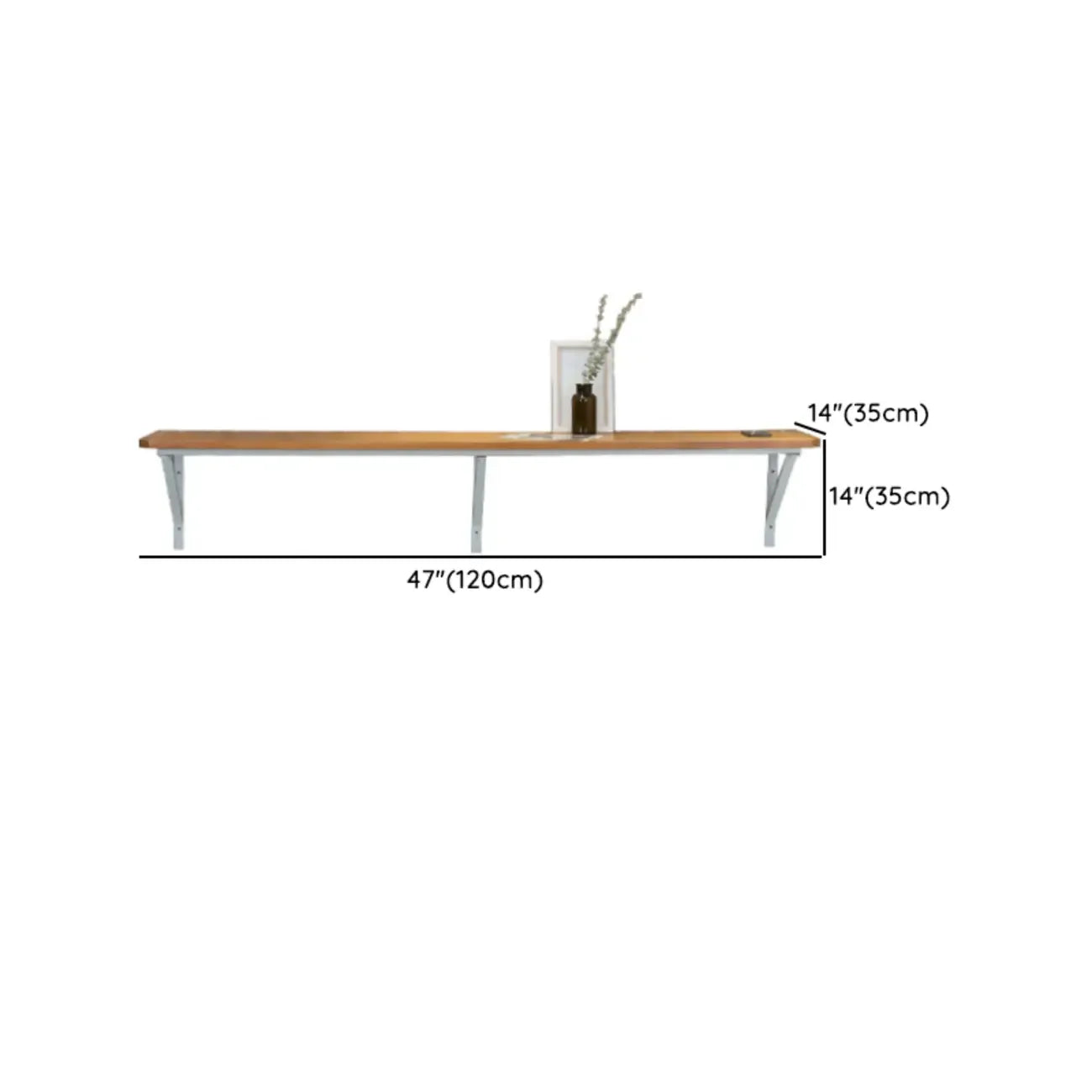 Table de bar rectangulaire murale en bois massif