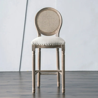 Tabourets de bar de style campagnard français en bois massif blanc avec dossier
