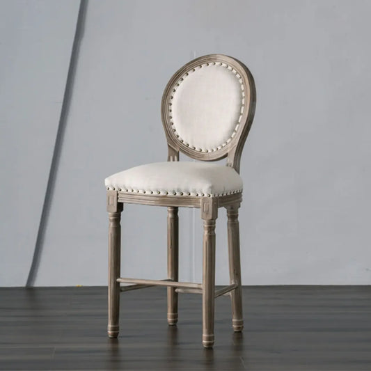 Tabourets de bar de style campagnard français en bois massif blanc avec dossier