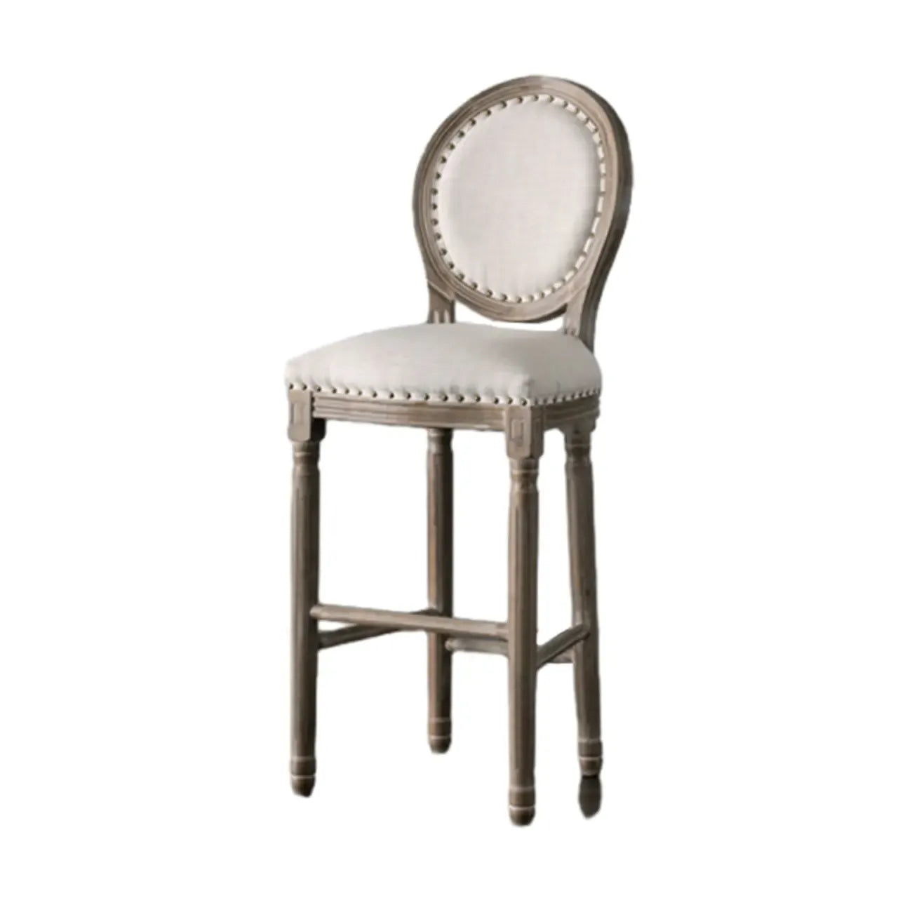 Tabourets de bar de style campagnard français en bois massif blanc avec dossier