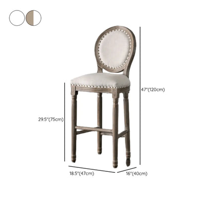 Tabourets de bar de style campagnard français en bois massif blanc avec dossier