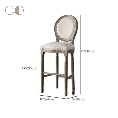 Tabourets de bar de style campagnard français en bois massif blanc avec dossier