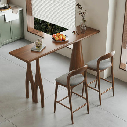 Table de bar rectangulaire marron en bois naturel pour salle à manger