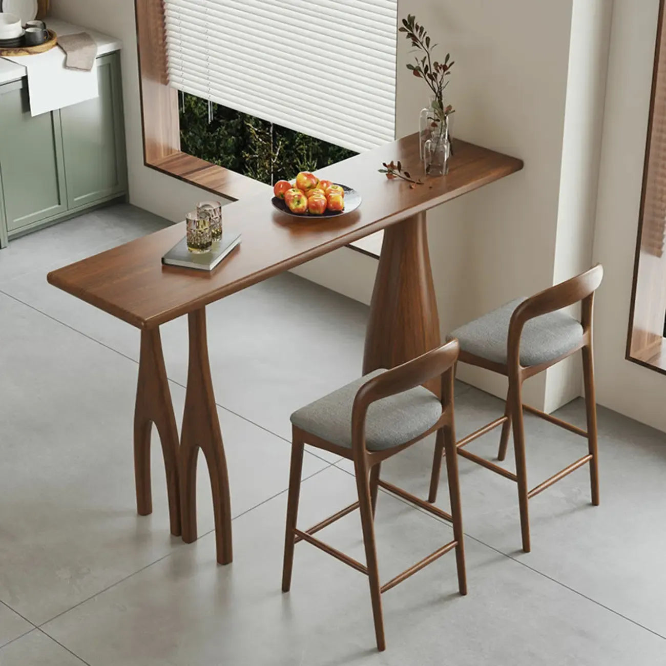 Table de bar rectangulaire marron en bois naturel pour salle à manger