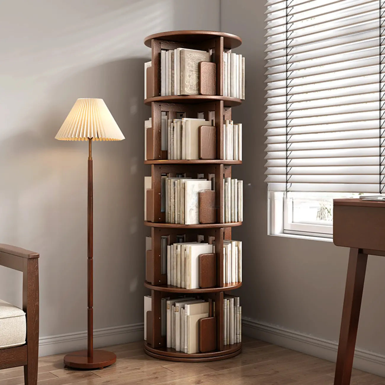 Bibliothèque d'angle pivotante verticale moderne en bois