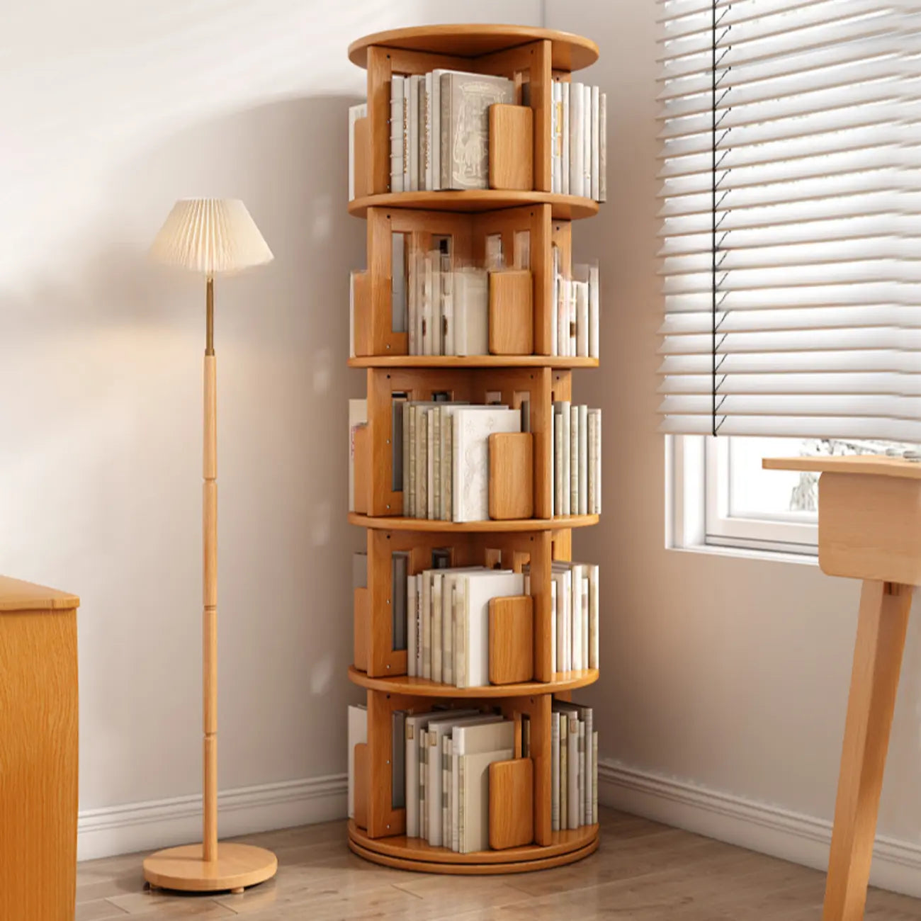 Bibliothèque d'angle pivotante verticale moderne en bois