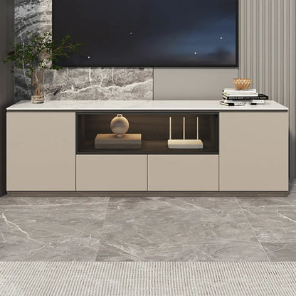 Meuble TV long en pierre gris foncé 94 avec éclairage LED