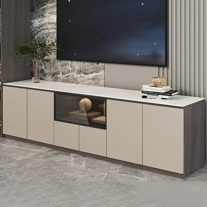 Meuble TV long en pierre gris foncé 94 avec éclairage LED