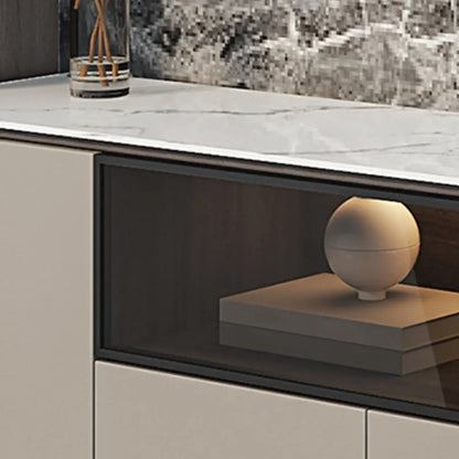 Meuble TV long en pierre gris foncé 94 avec éclairage LED