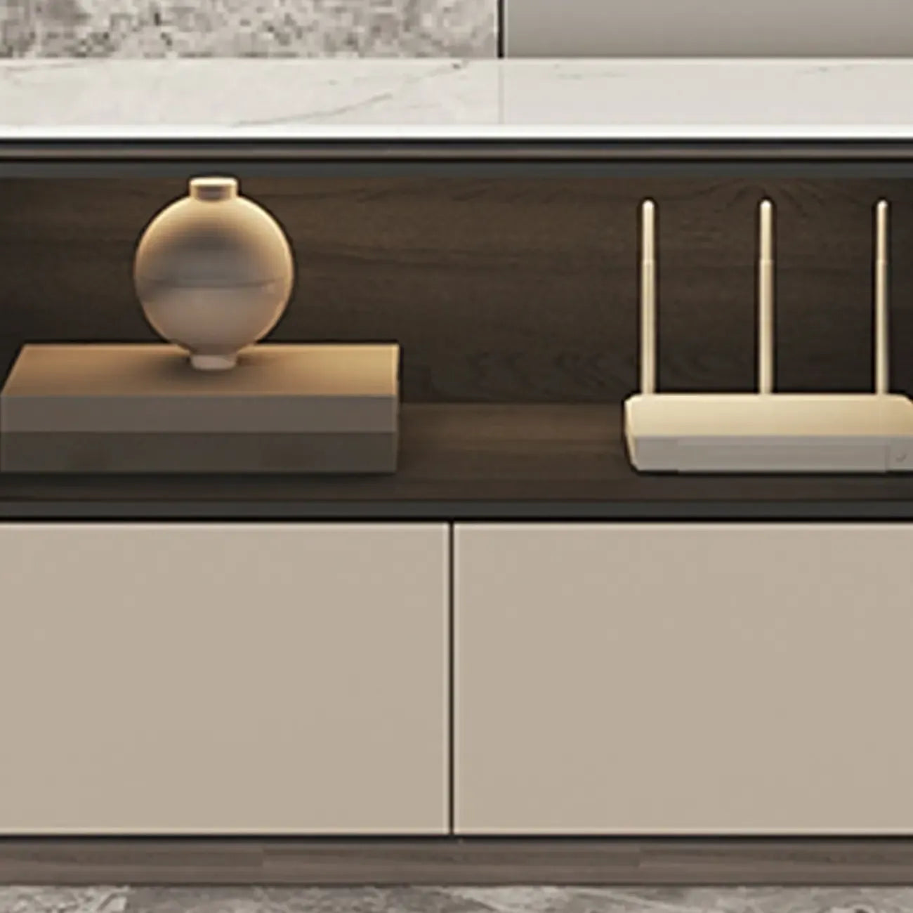 Meuble TV long en pierre gris foncé 94 avec éclairage LED